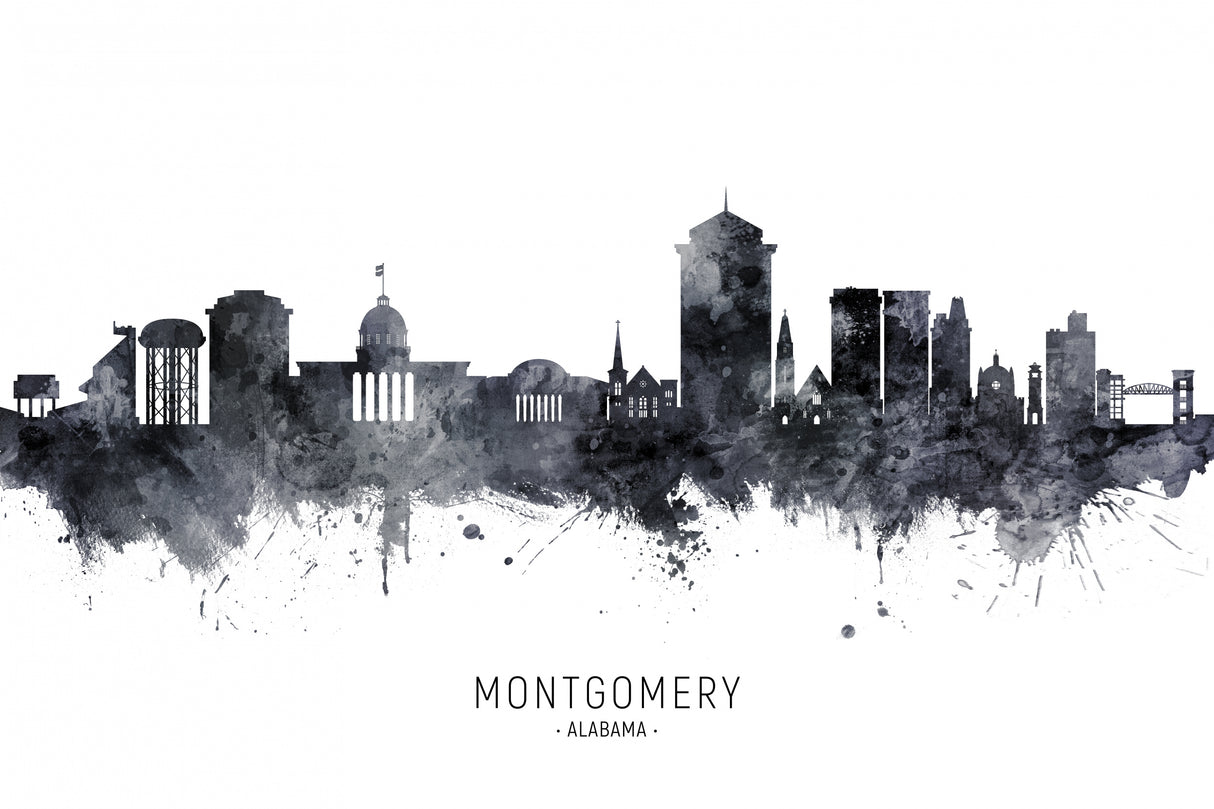 Montgomery Alabama Skyline Poster och Canvastavla