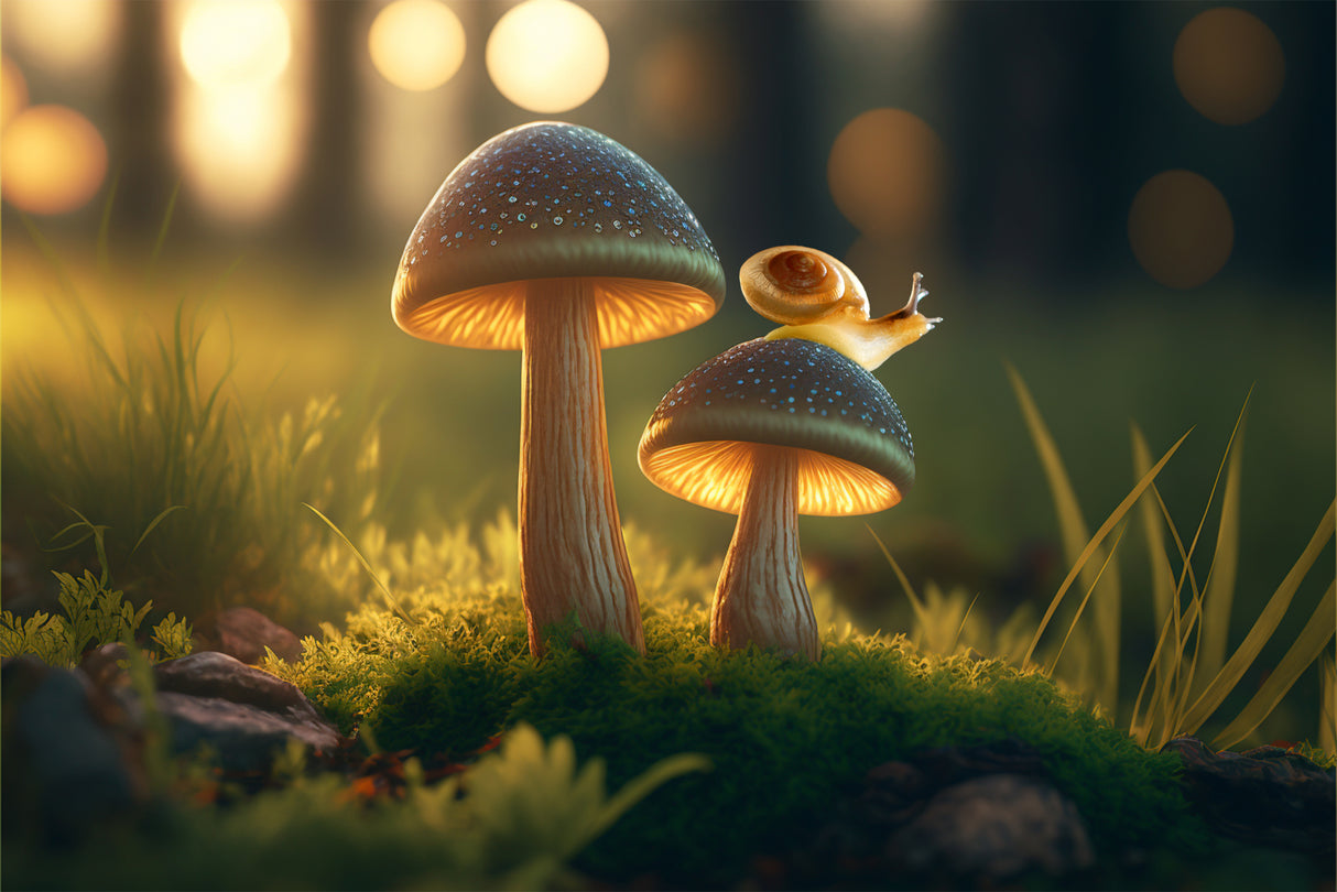 Snail With Mushroom Poster och Canvastavla