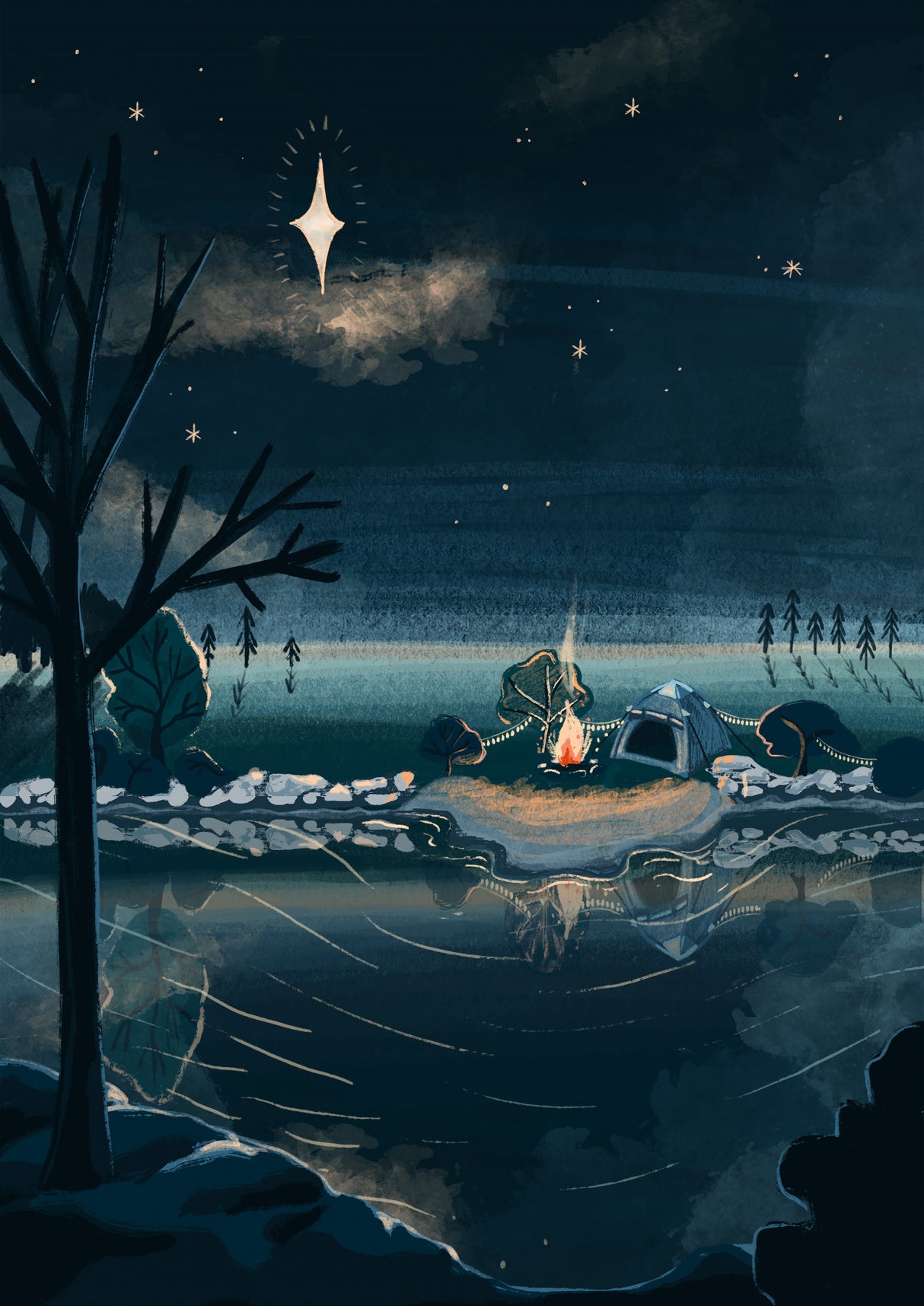 Christmas Camping Poster och Canvastavla