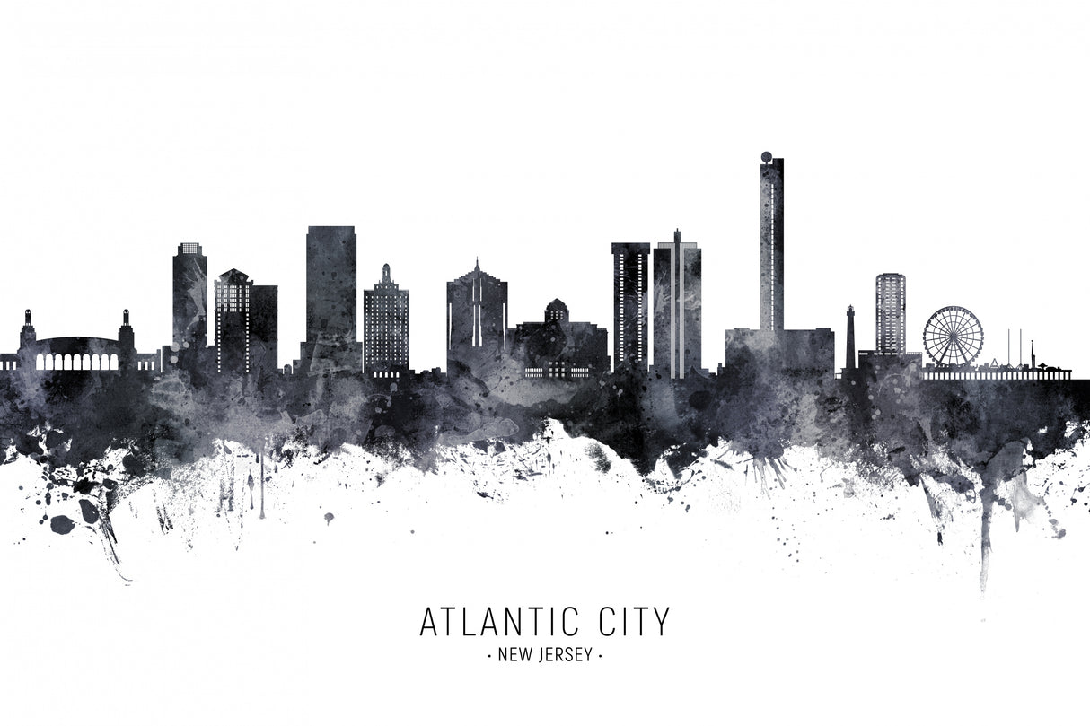 Atlantic City New Jersey Skyline Poster och Canvastavla