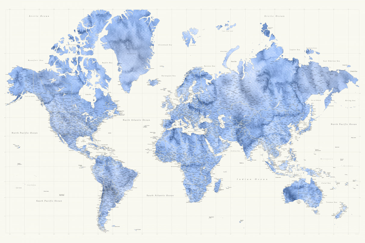 Parlan high detail world map Poster och Canvastavla