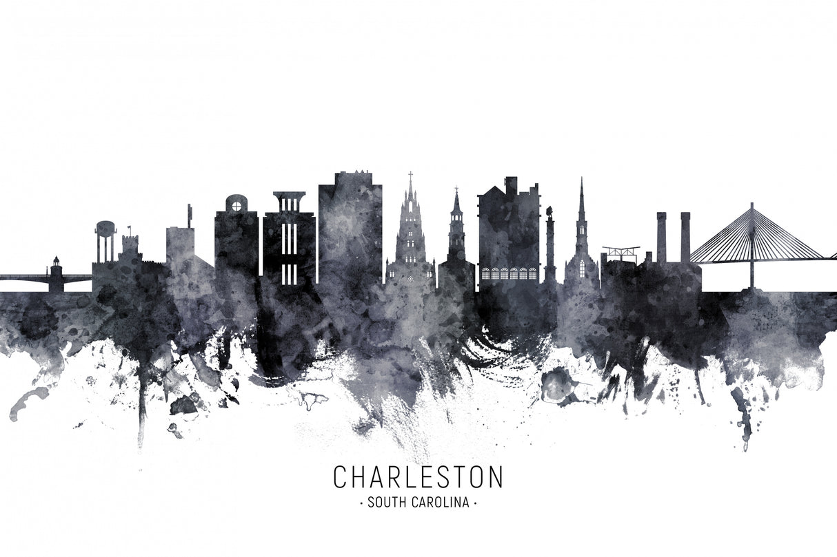 Charleston South Carolina Skyline Poster och Canvastavla
