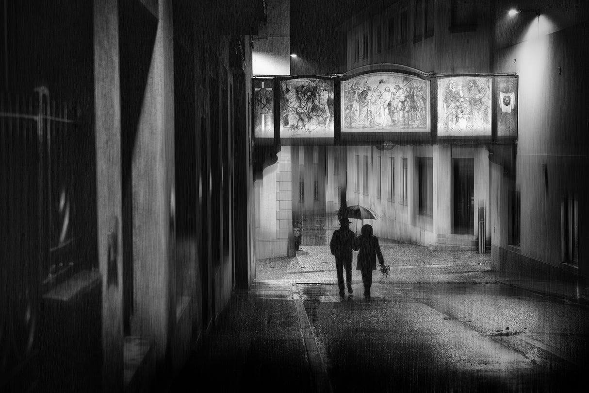 Walking in the rain Poster och Canvastavla