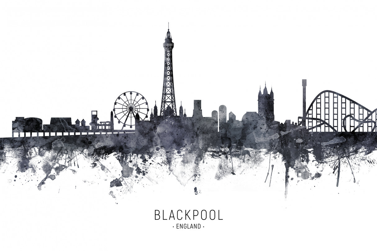 Blackpool England Skyline Poster och Canvastavla