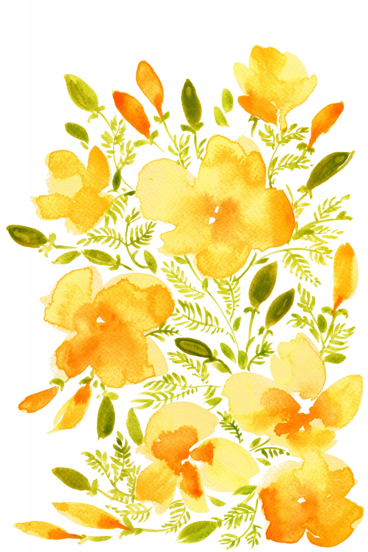Watercolor California poppies quad 1 Poster och Canvastavla