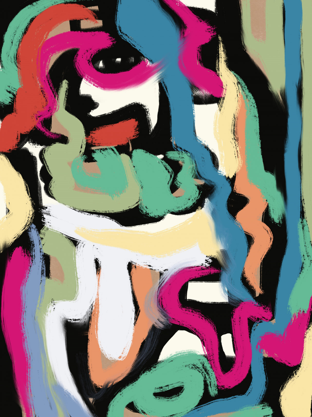 Bold colorful brushstrokes Poster och Canvastavla
