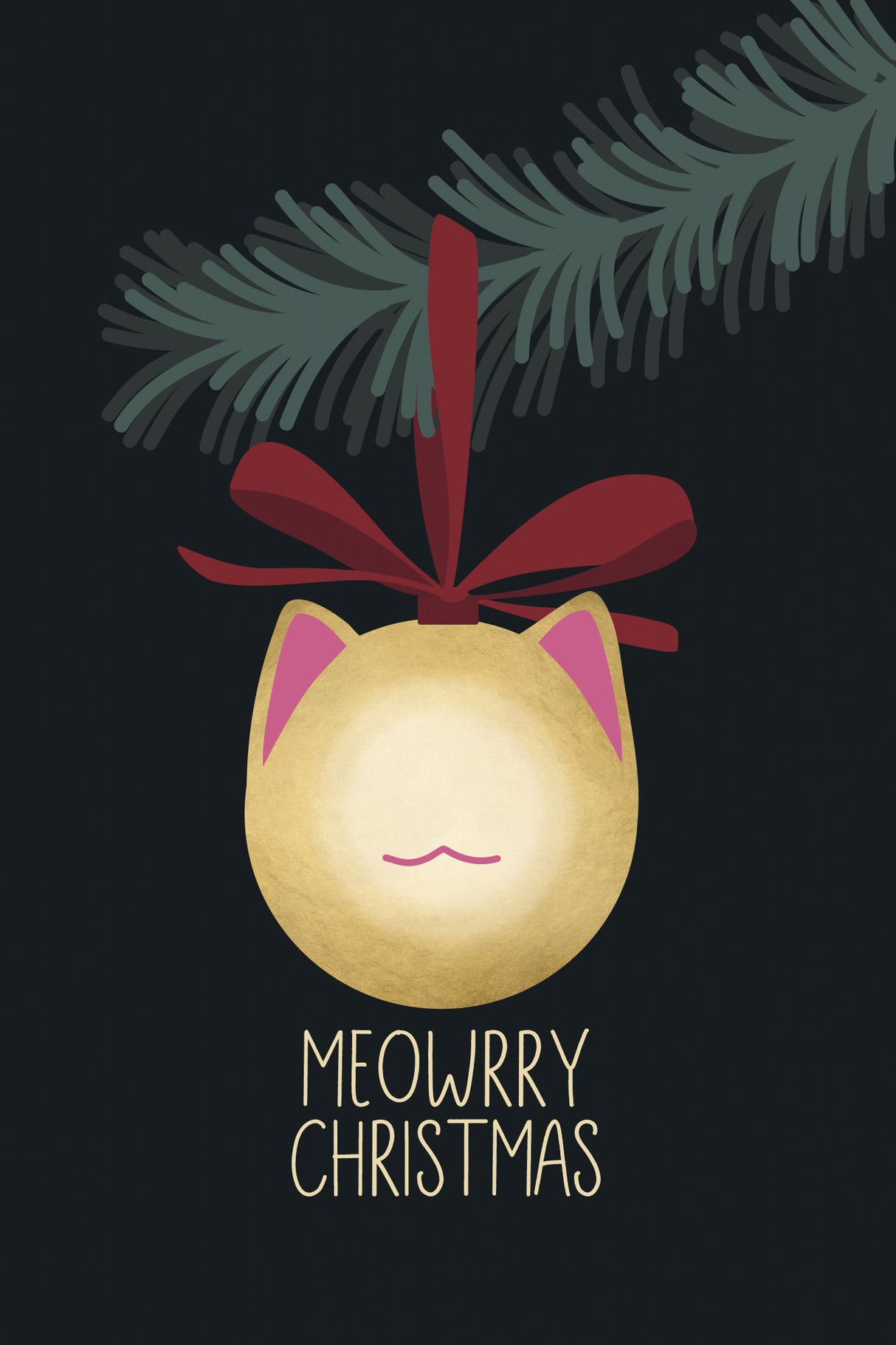 Meowrry Christmas bauble (black, gold) Poster och Canvastavla