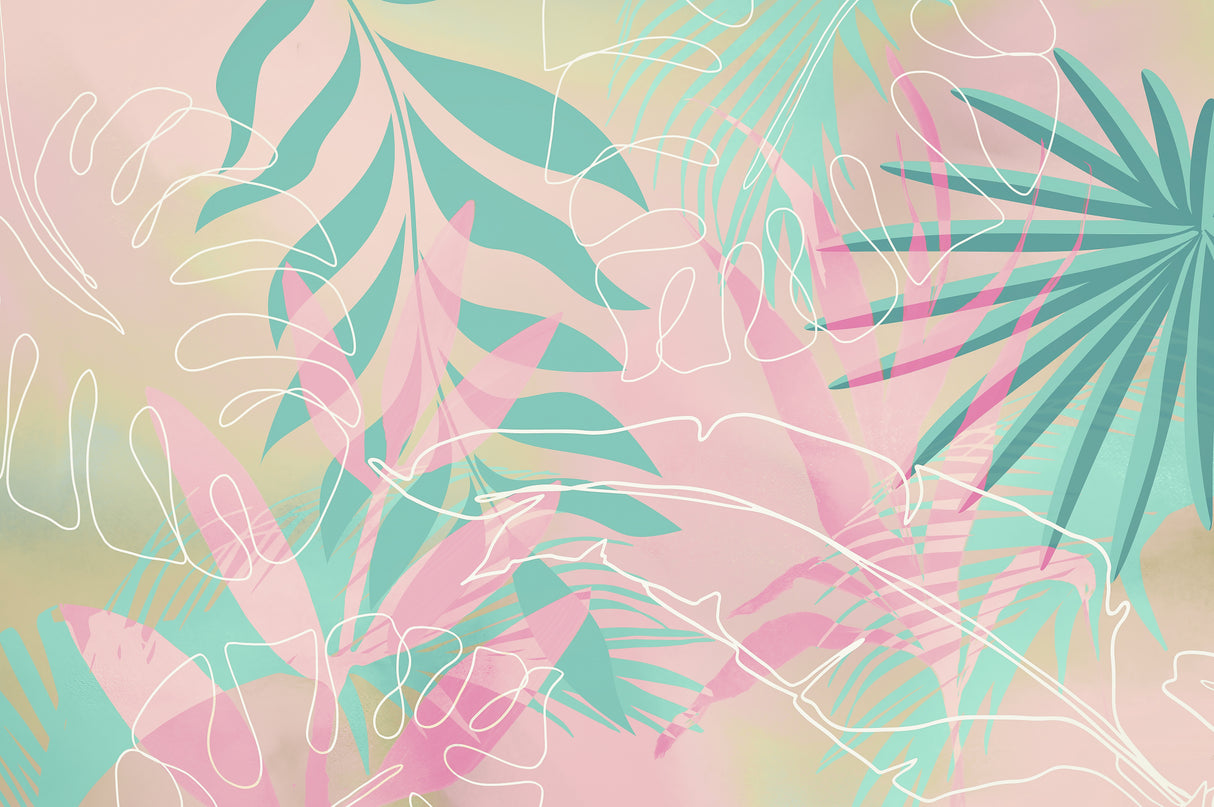 Tropical Summer Pink Turquoise Poster och Canvastavla