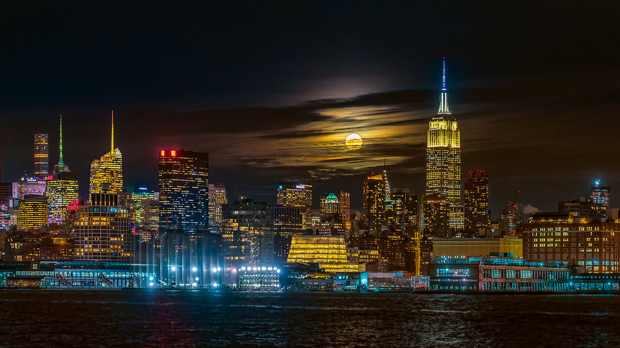 Super Blue Moon 2018, New York City Poster och Canvastavla