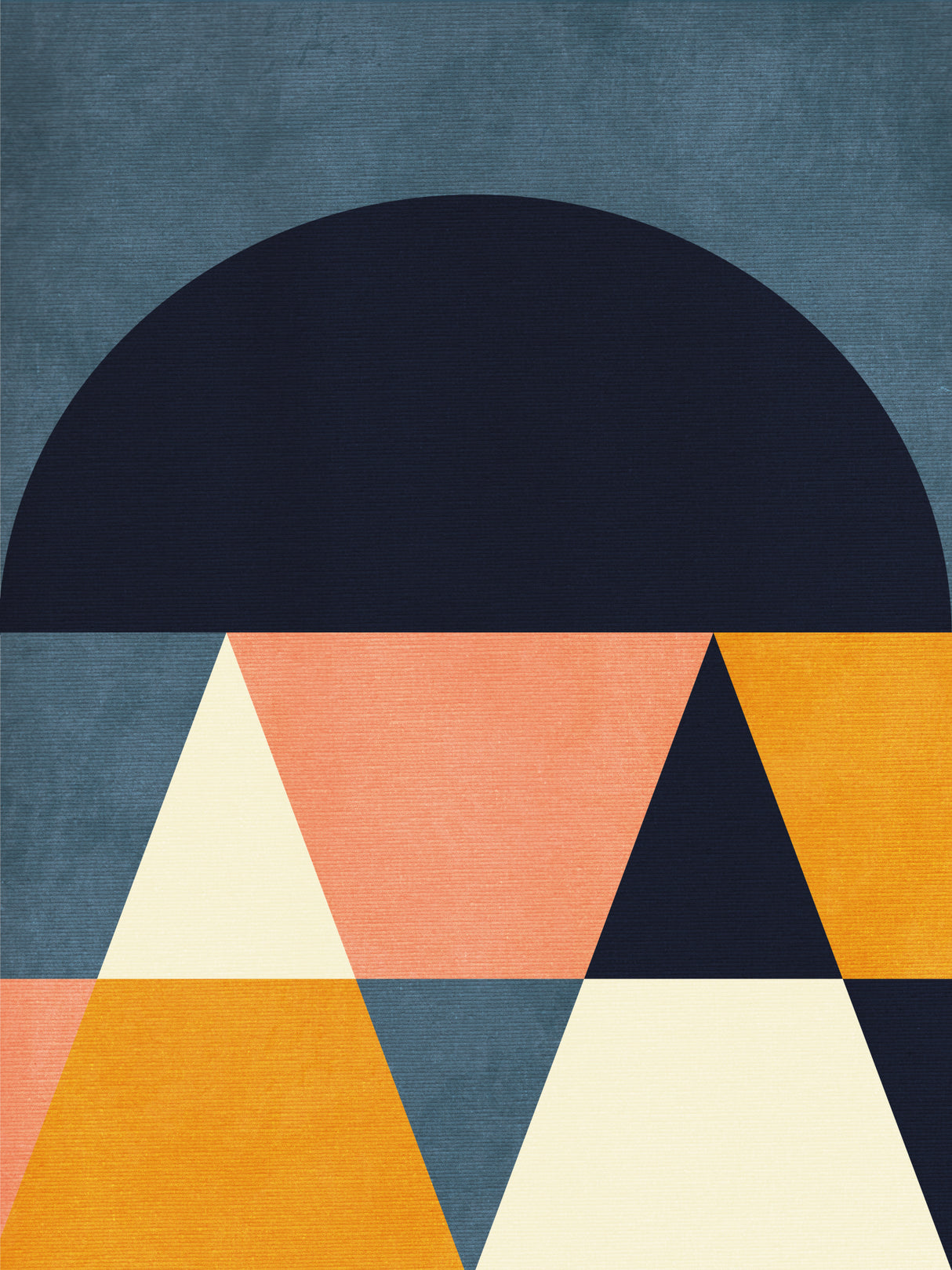 Rainbow Plus Shapes Blue Mustard4 Poster och Canvastavla