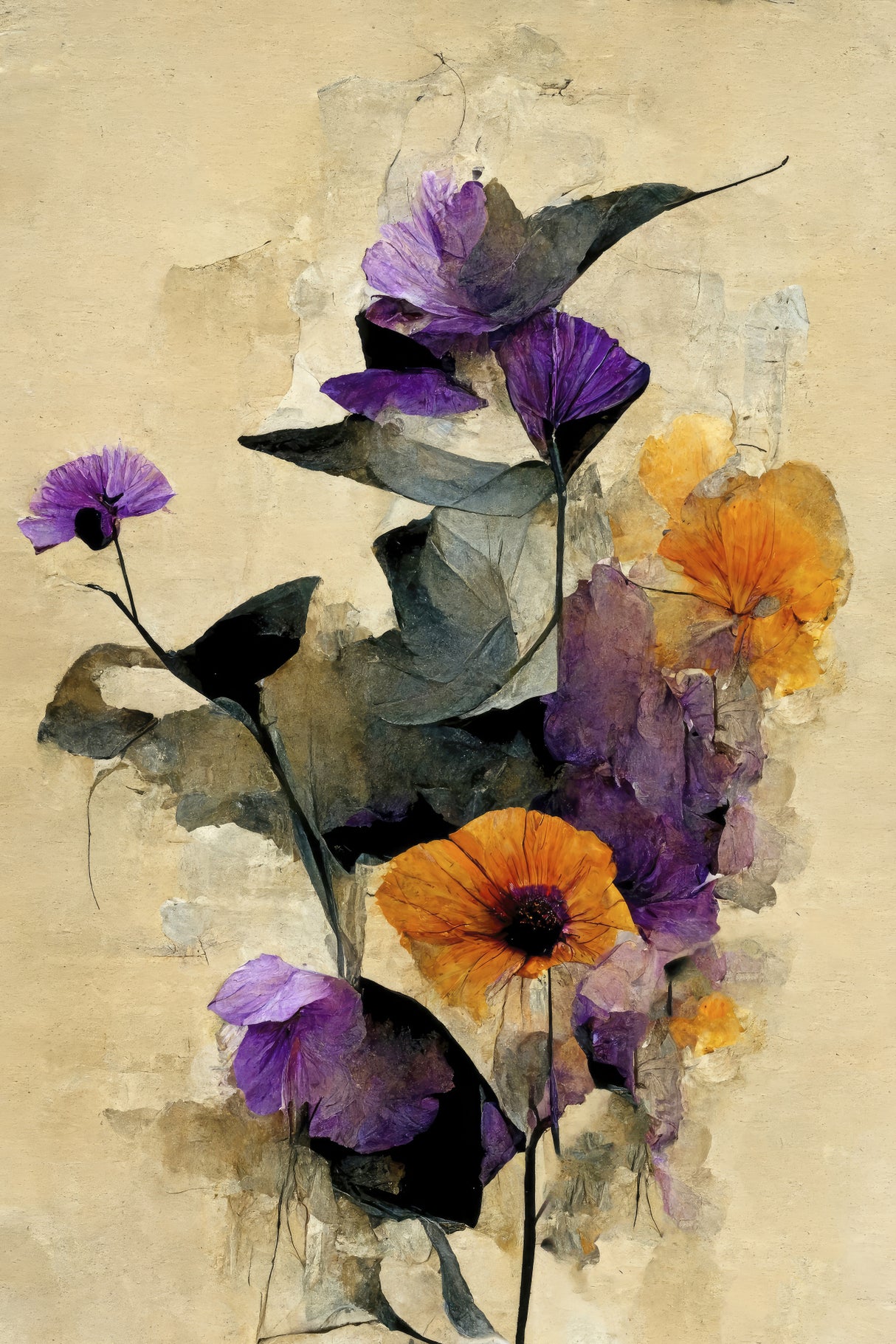 Purple Dry Flowers Poster och Canvastavla