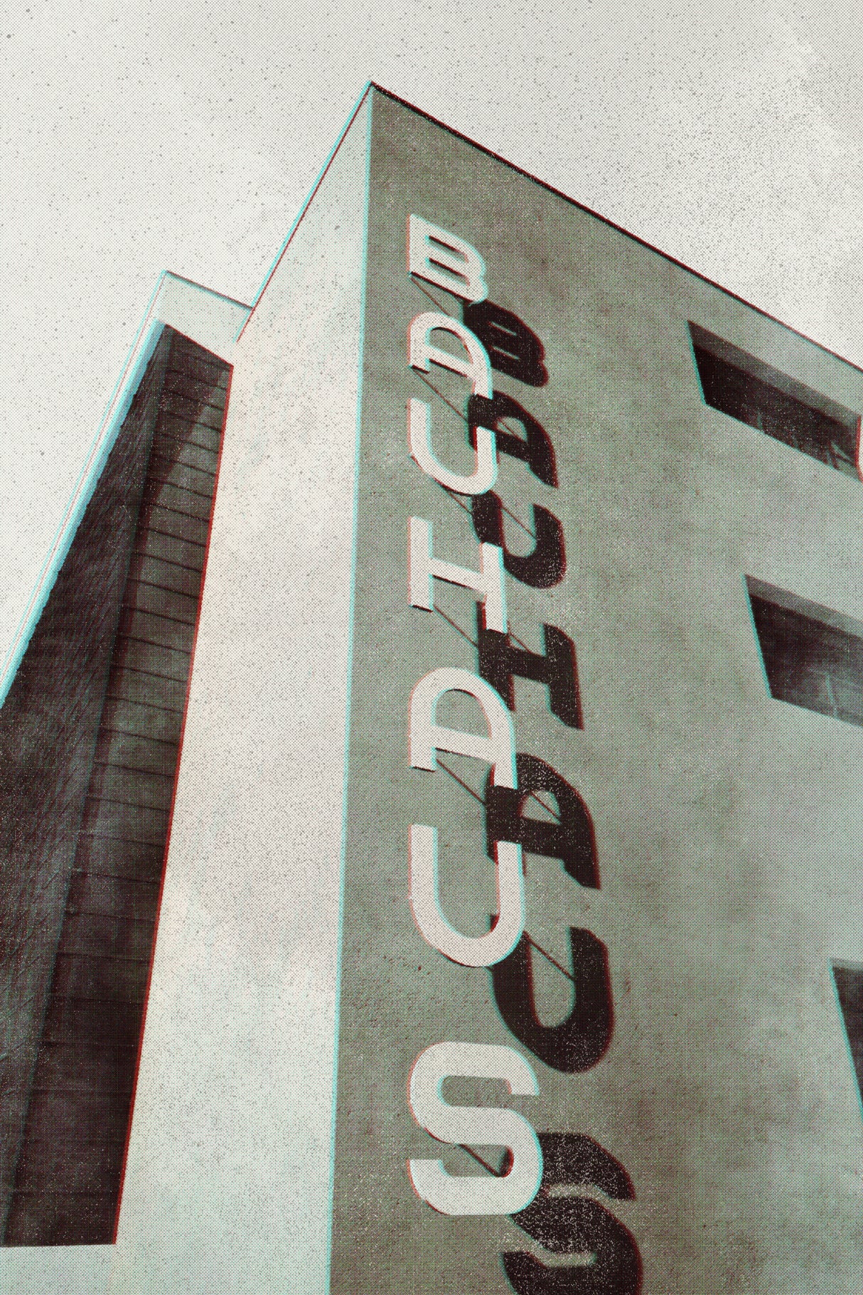 Bauhaus Dessau architecture in vintage magazine style I Poster och Canvastavla