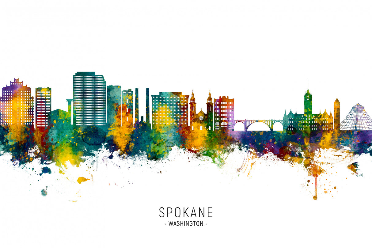 Spokane Washington Skyline Poster och Canvastavla