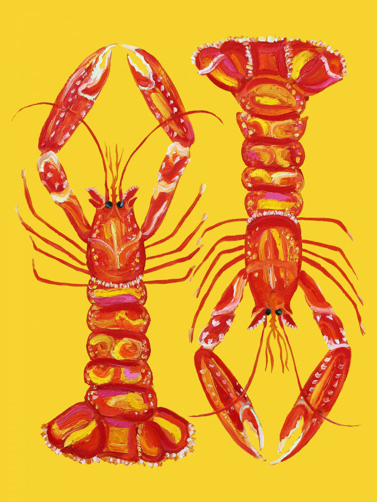 Langoustines On Yellow Poster Kitchen poster eller kökstavla
