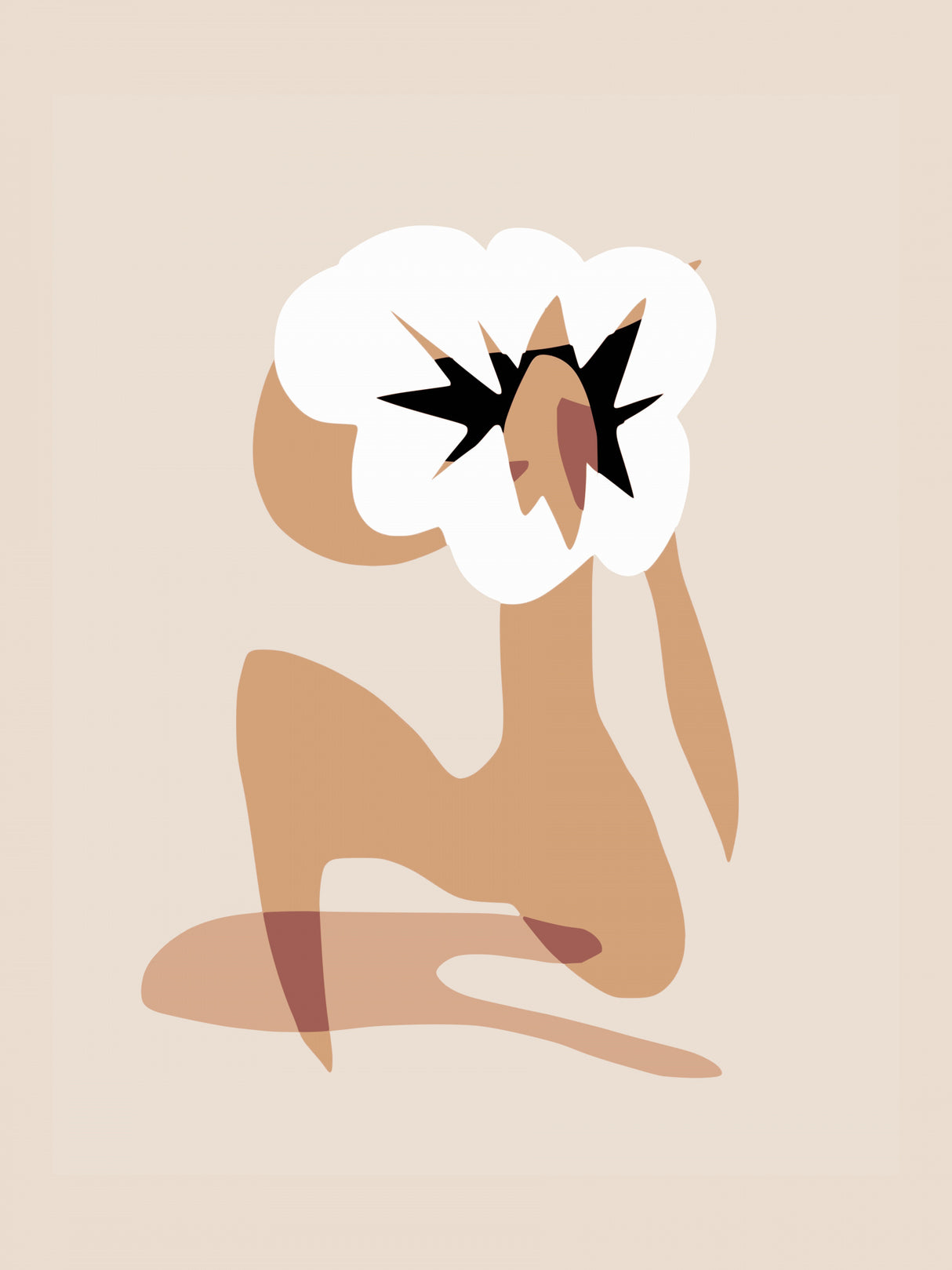 White Floral In Nude Poster och Canvastavla