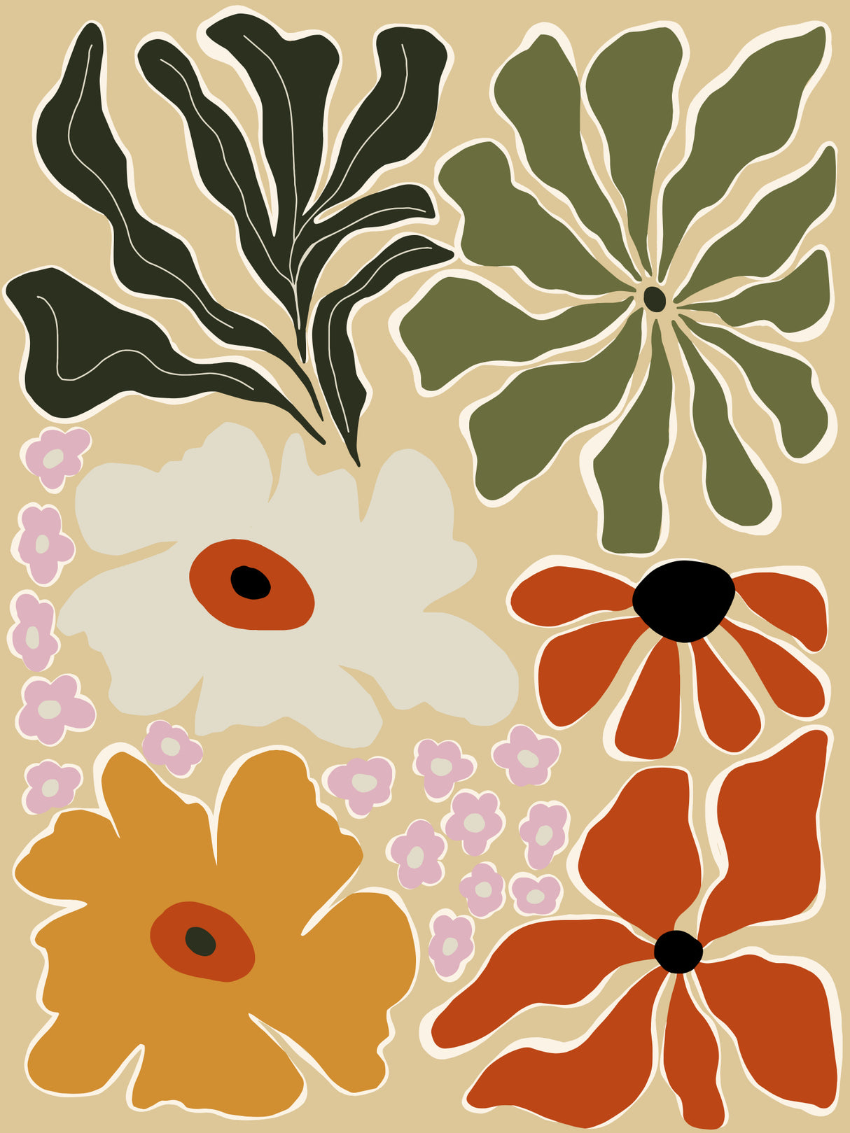 Mid-century bouquet Poster och Canvastavla
