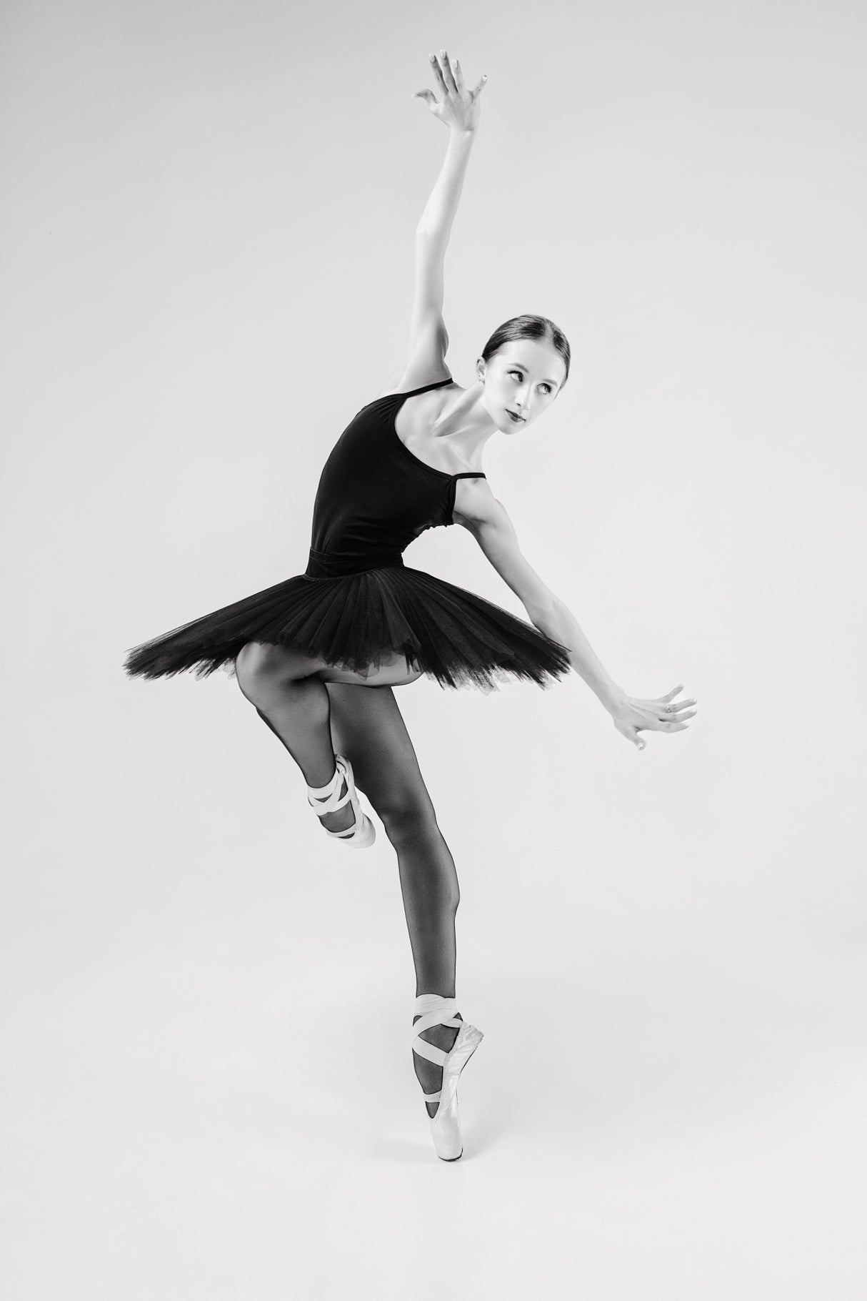 black swan. ballerina in a black tutu shows elements of ballet dance in motion Poster och Canvastavla