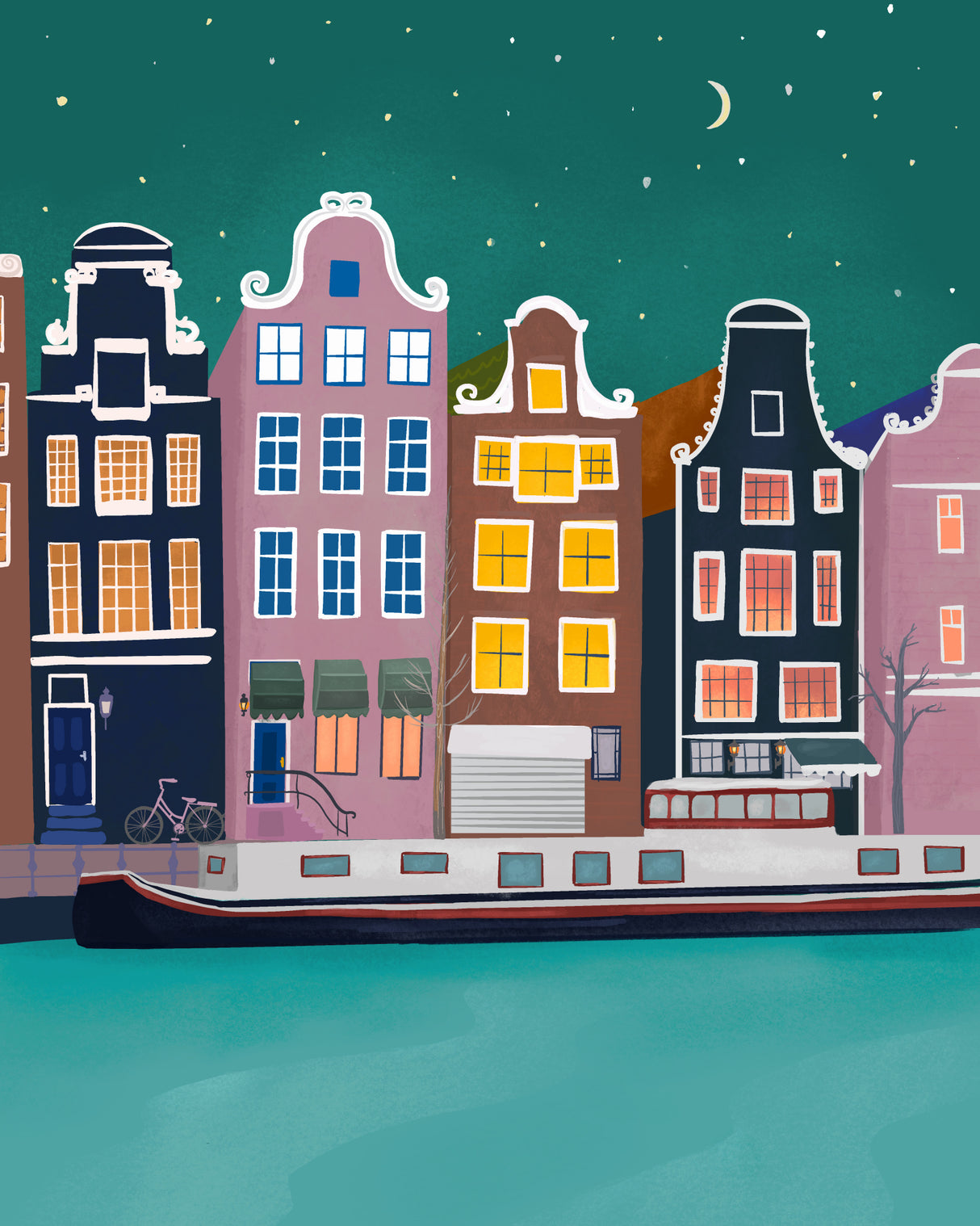 Amsterdam by night Poster och Canvastavla