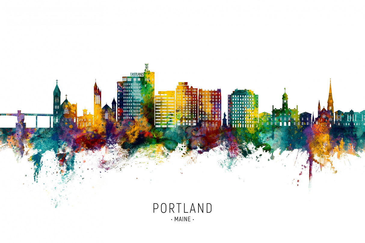 Portland Maine Skyline Poster och Canvastavla