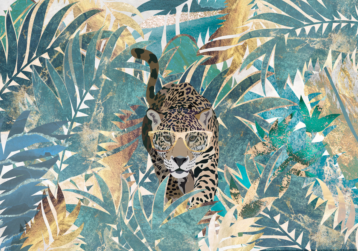 Jaguar Jungle Landscape Mural Poster och Canvastavla