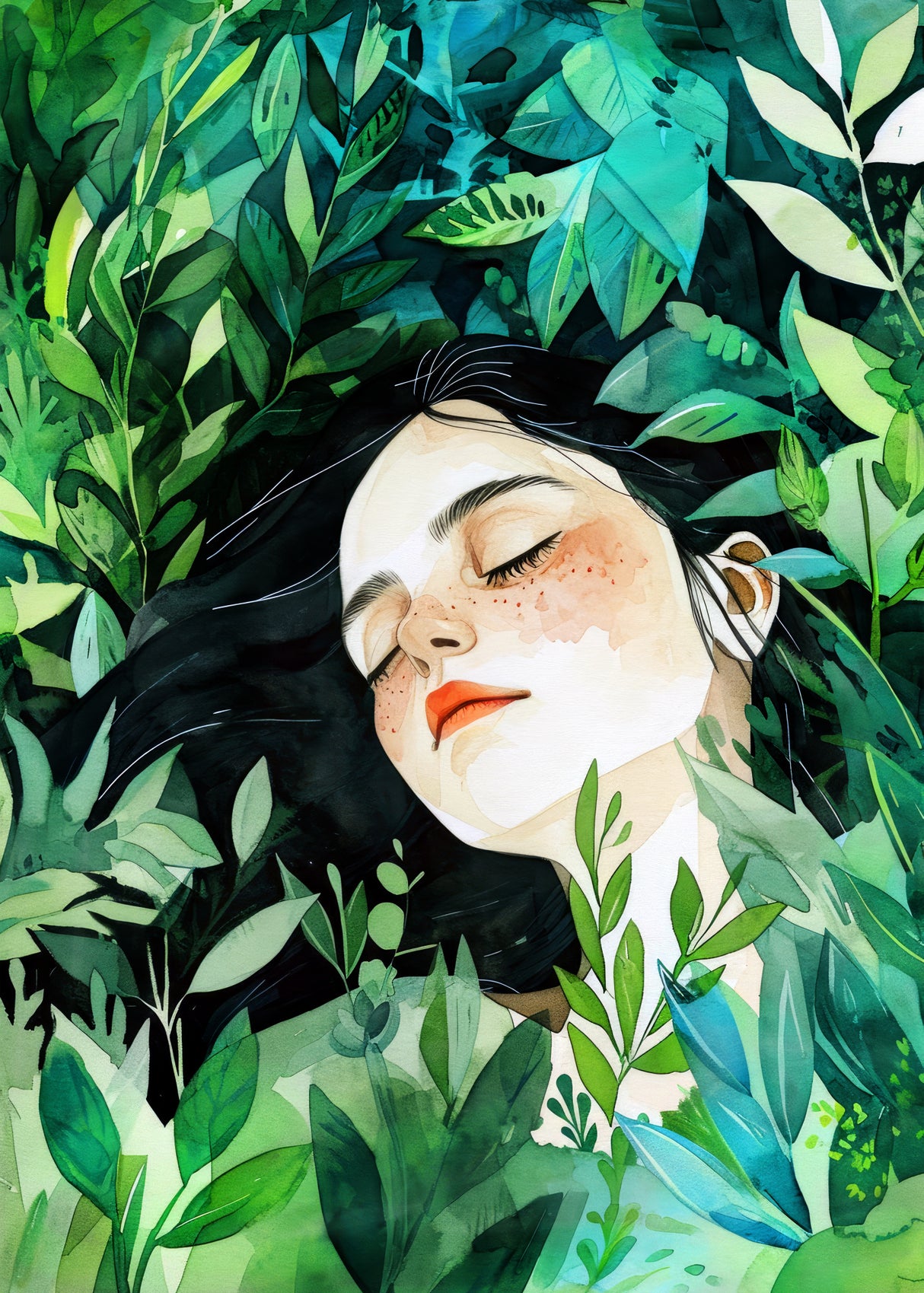 Woman Life Sleeping In the Grass Poster och Canvastavla