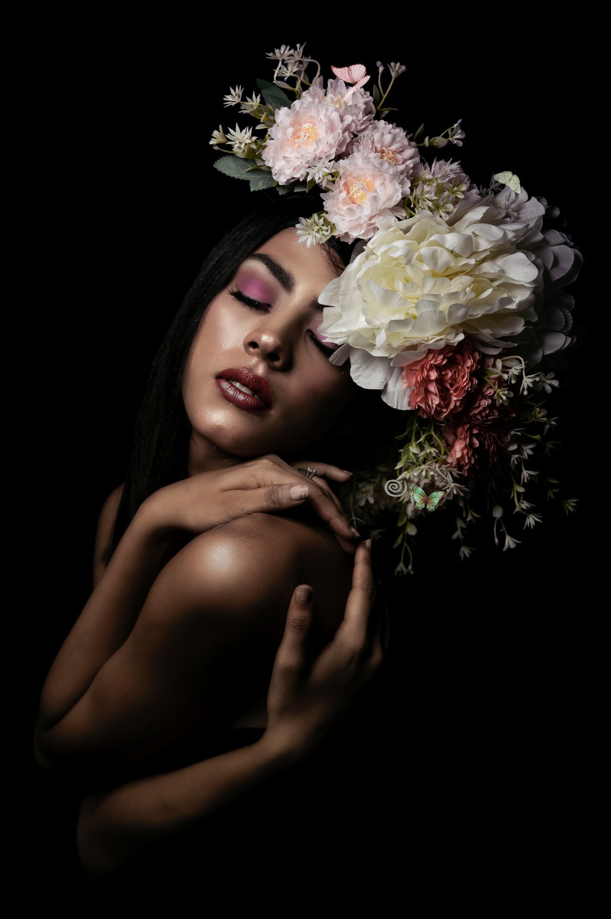 Women portrait with flower Poster och Canvastavla