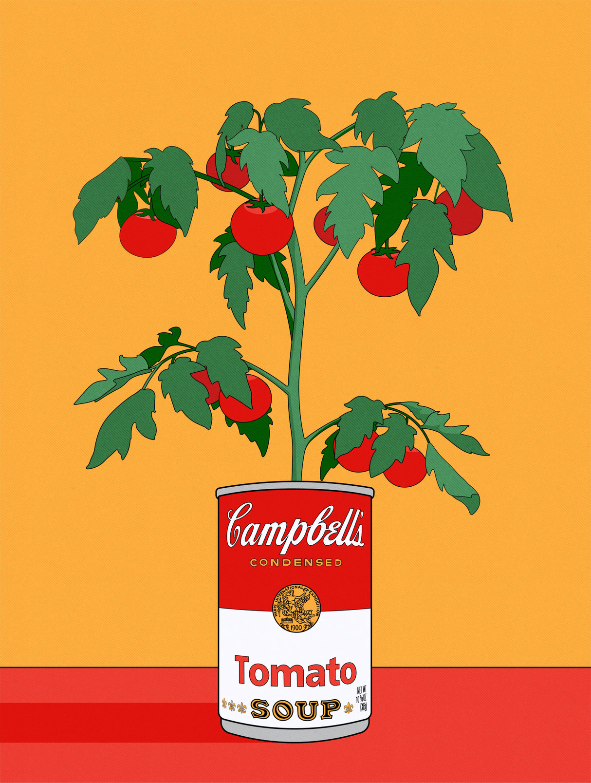 Campbells Soup Tomato Plant Retro Illustration Poster och Canvastavla