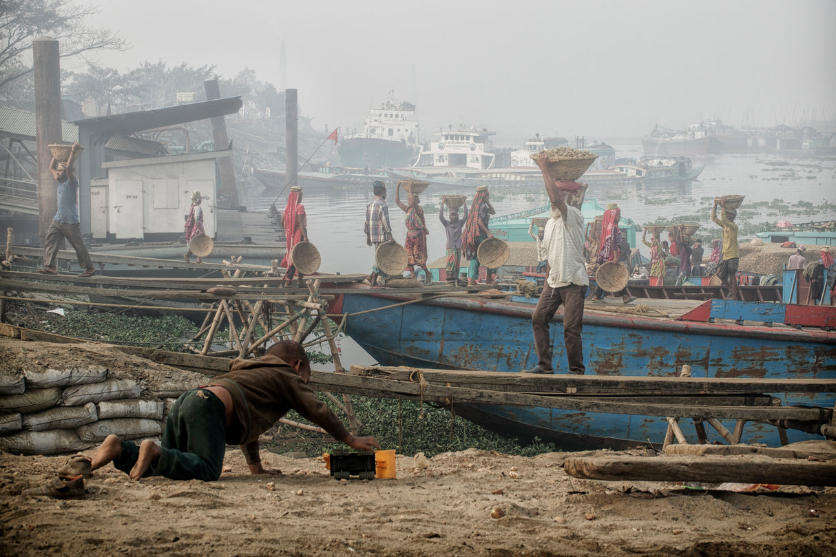 transporters at Buriganga riverbank Poster och Canvastavla