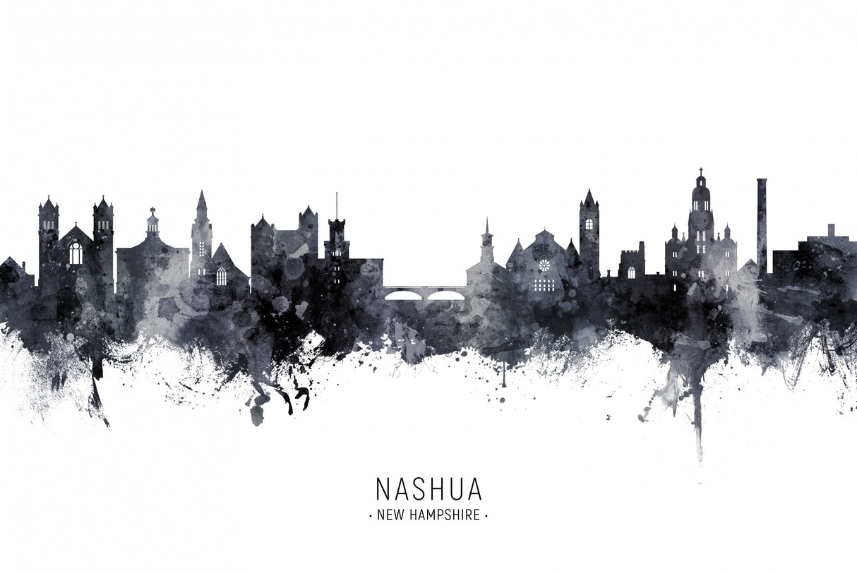 Nashua New Hampshire Skyline Poster och Canvastavla