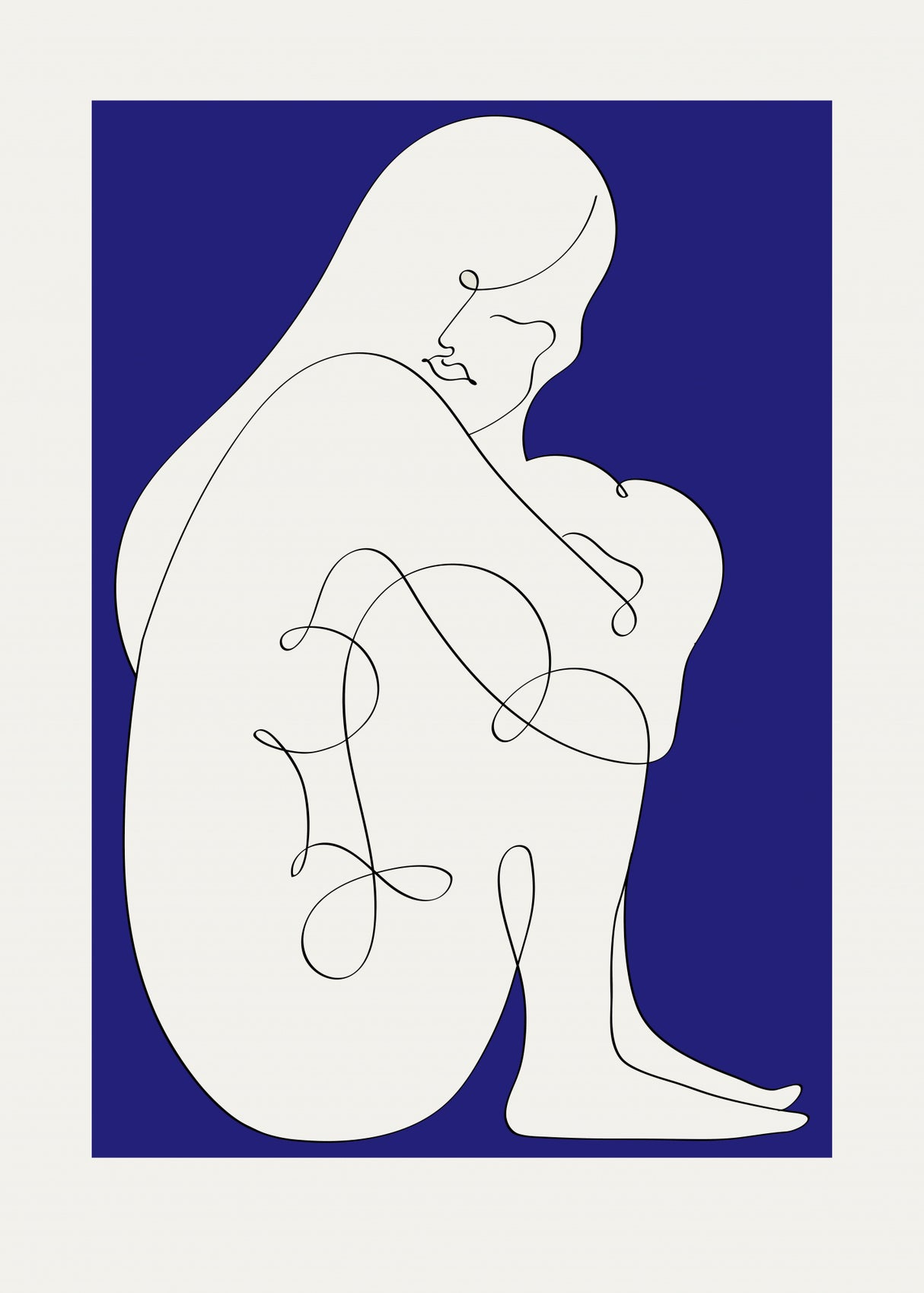Sitting Woman Blue Poster och Canvastavla