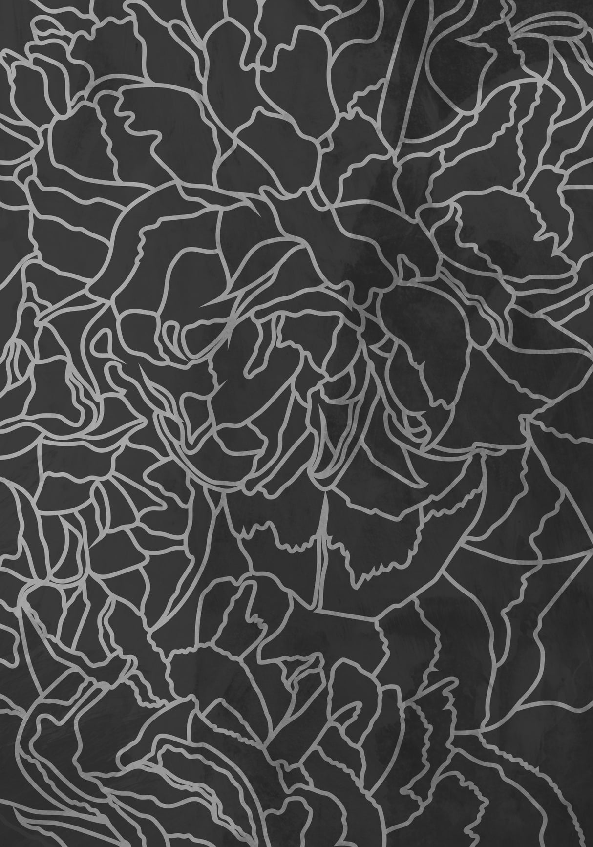 Abstract black white peony line art Poster och Canvastavla