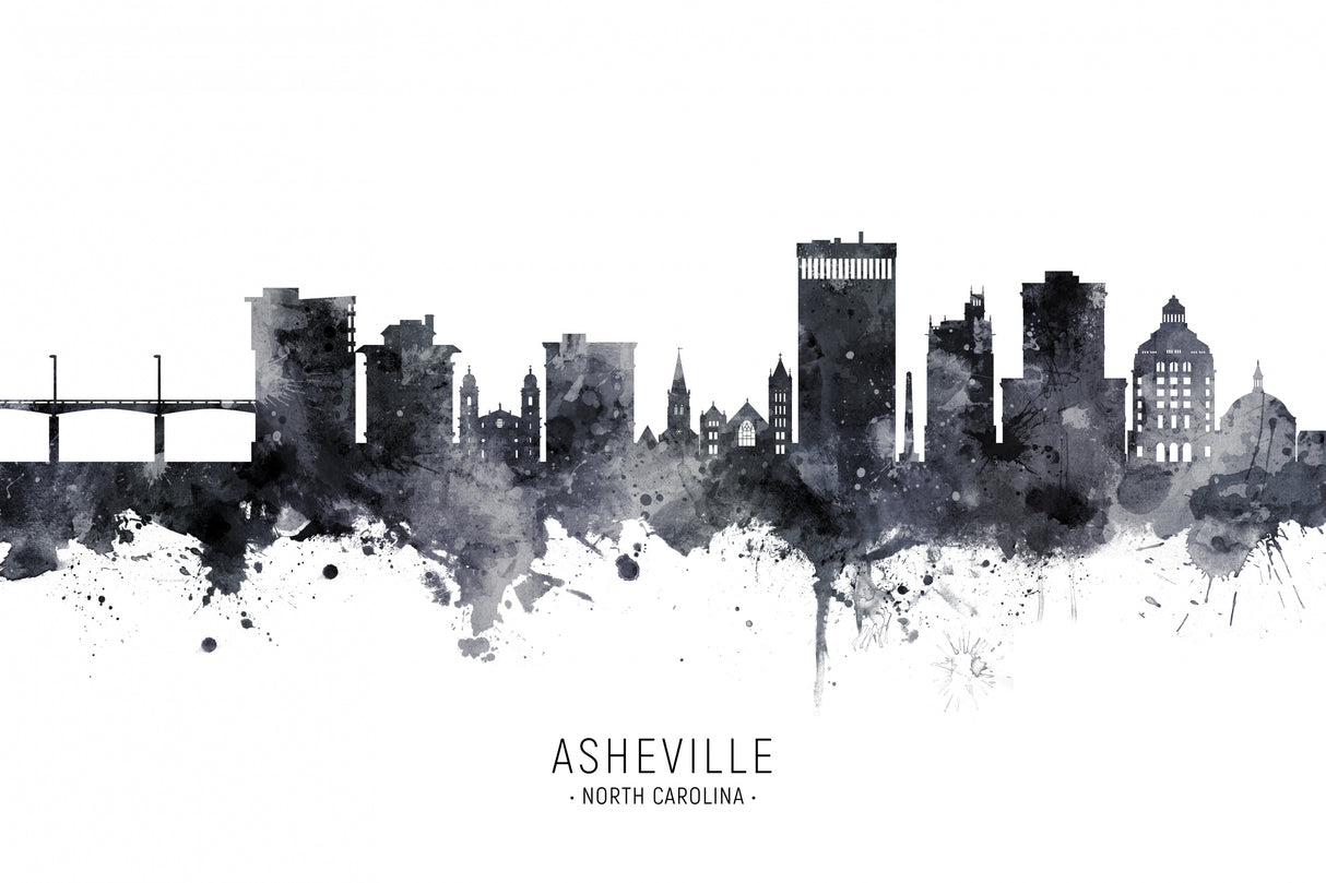 Asheville North Carolina Skyline Poster och Canvastavla