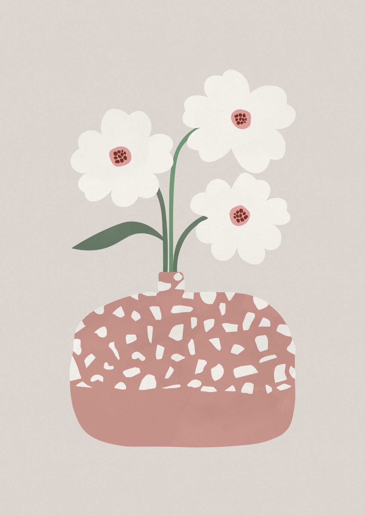 Terrazzo & Flowers Poster och Canvastavla
