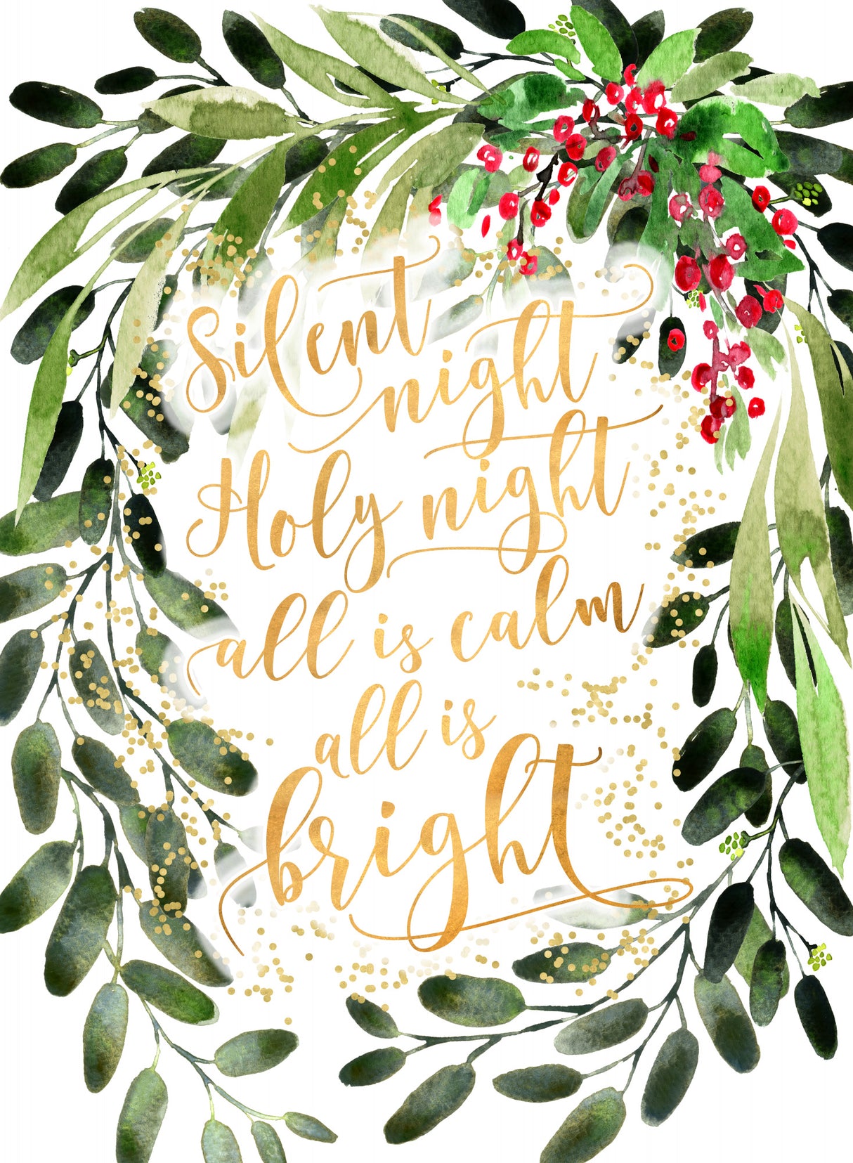Silent night watercolor bouquet Poster och Canvastavla