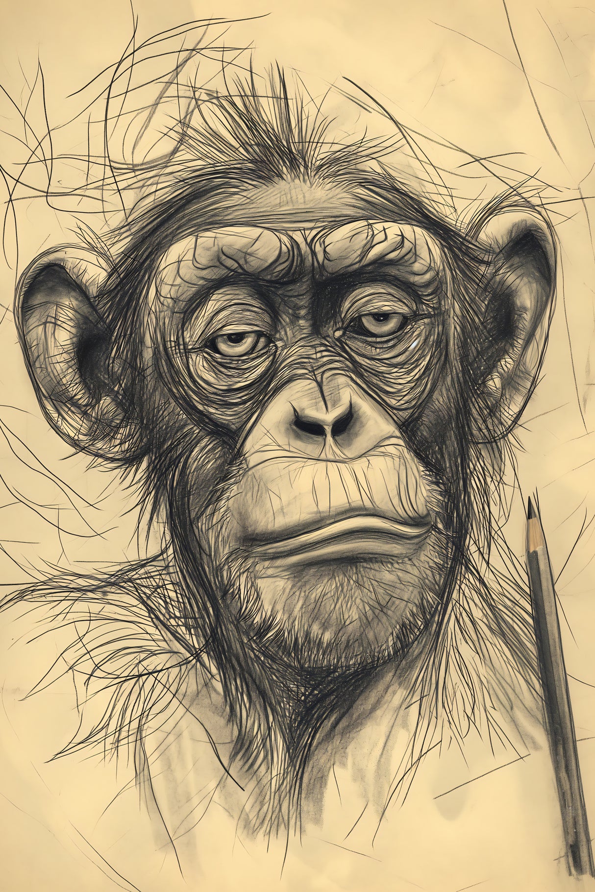 Monkey drawing Poster och Canvastavla