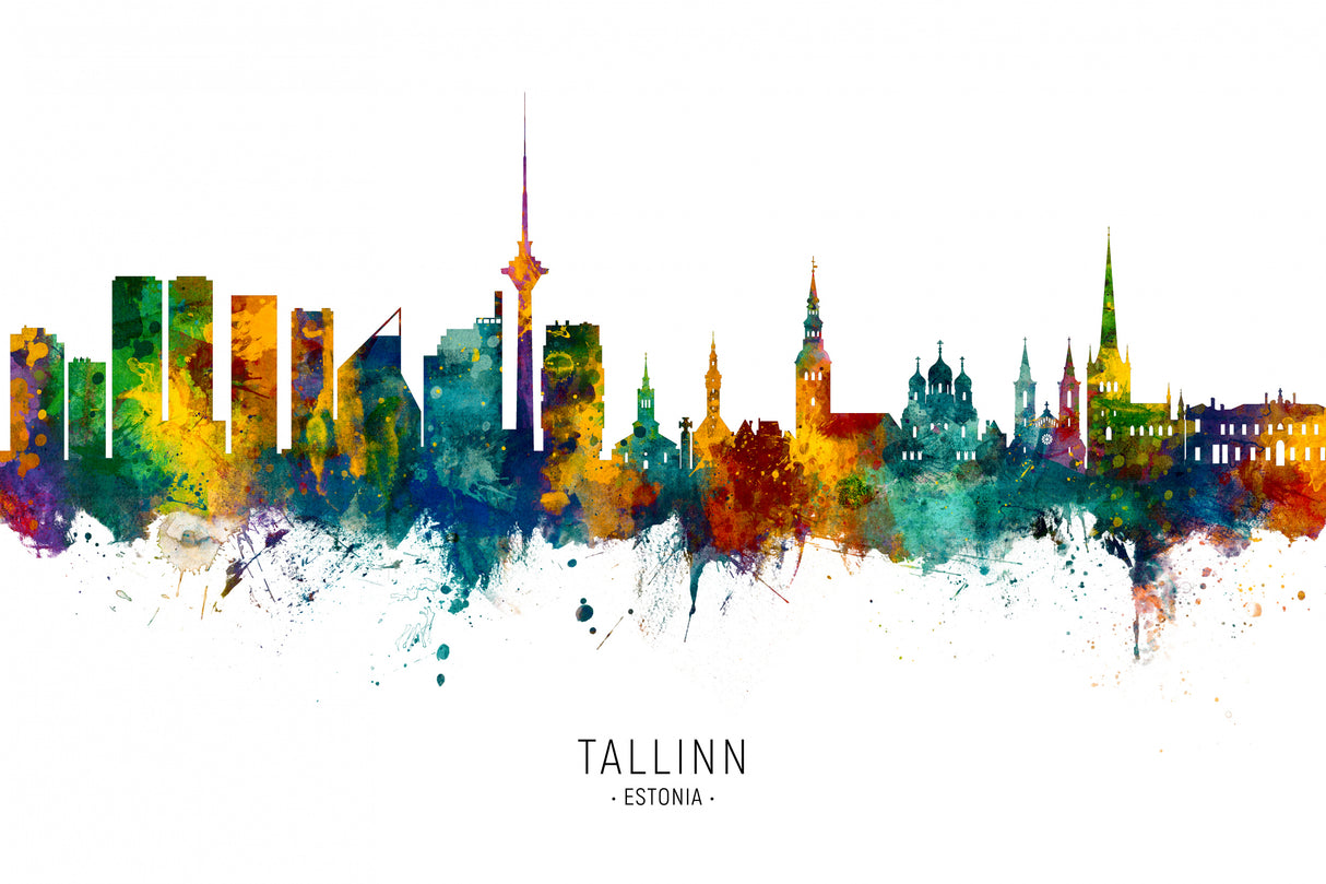 Tallinn Estonia Skyline Poster och Canvastavla