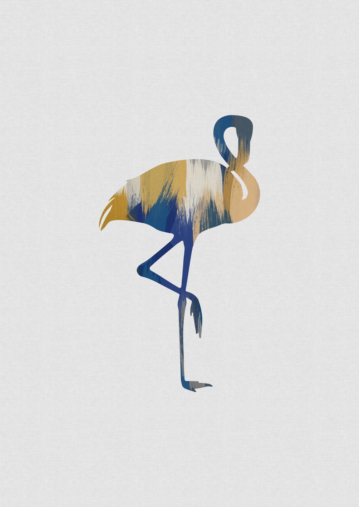 Blue & Yellow Flamingo Poster och Canvastavla