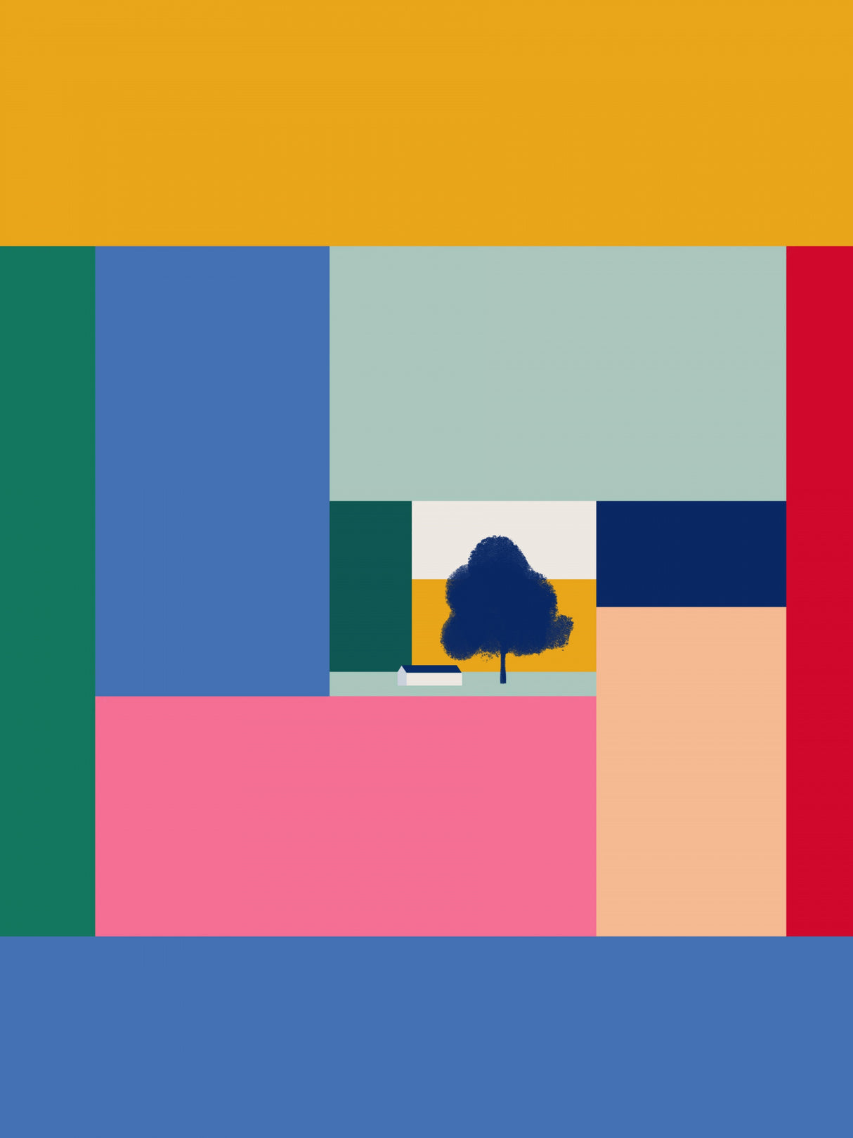 Barn In Color Blocks Poster och Canvastavla