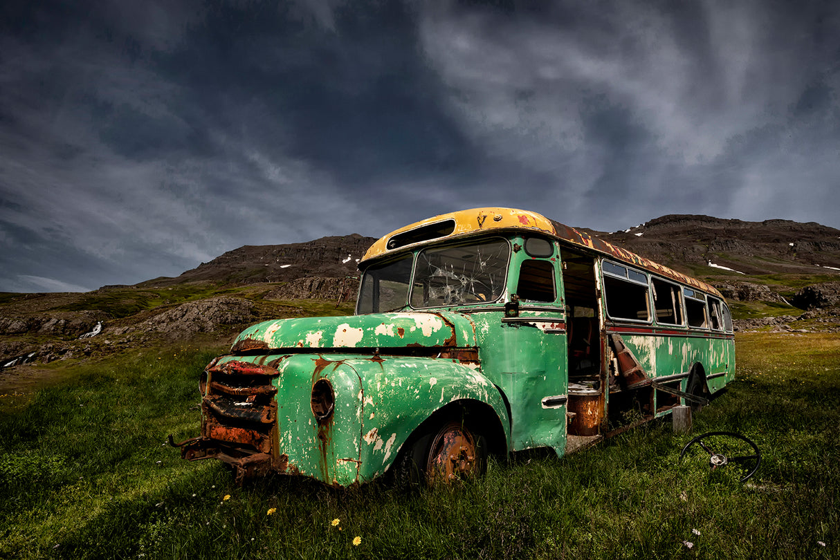 Green Bus Poster och Canvastavla
