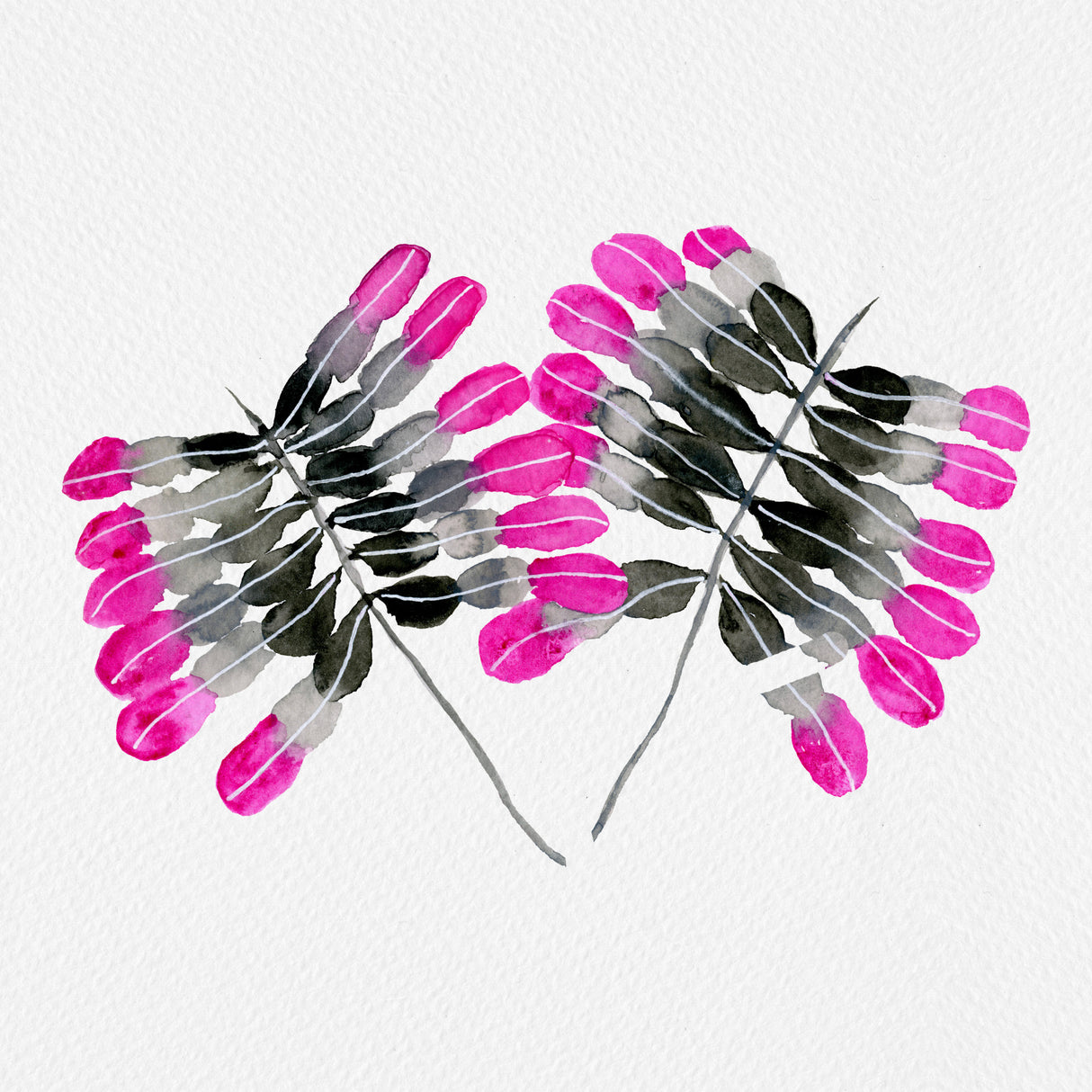 Tropical Palm Leaf Pink Gray Botanical Poster och Canvastavla