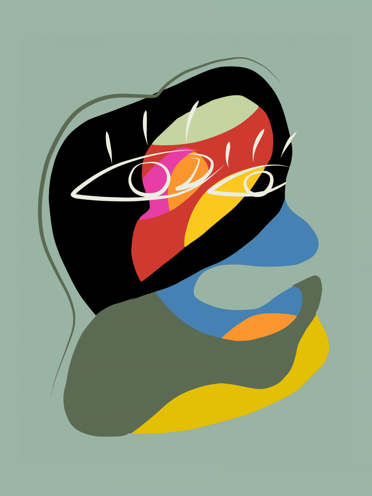 Multicolor Abstract Portrait Poster och Canvastavla
