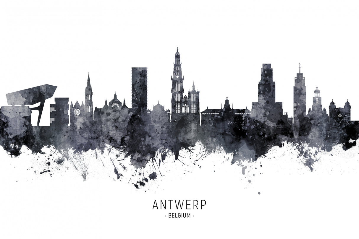 Antwerp Belgium Skyline Poster och Canvastavla
