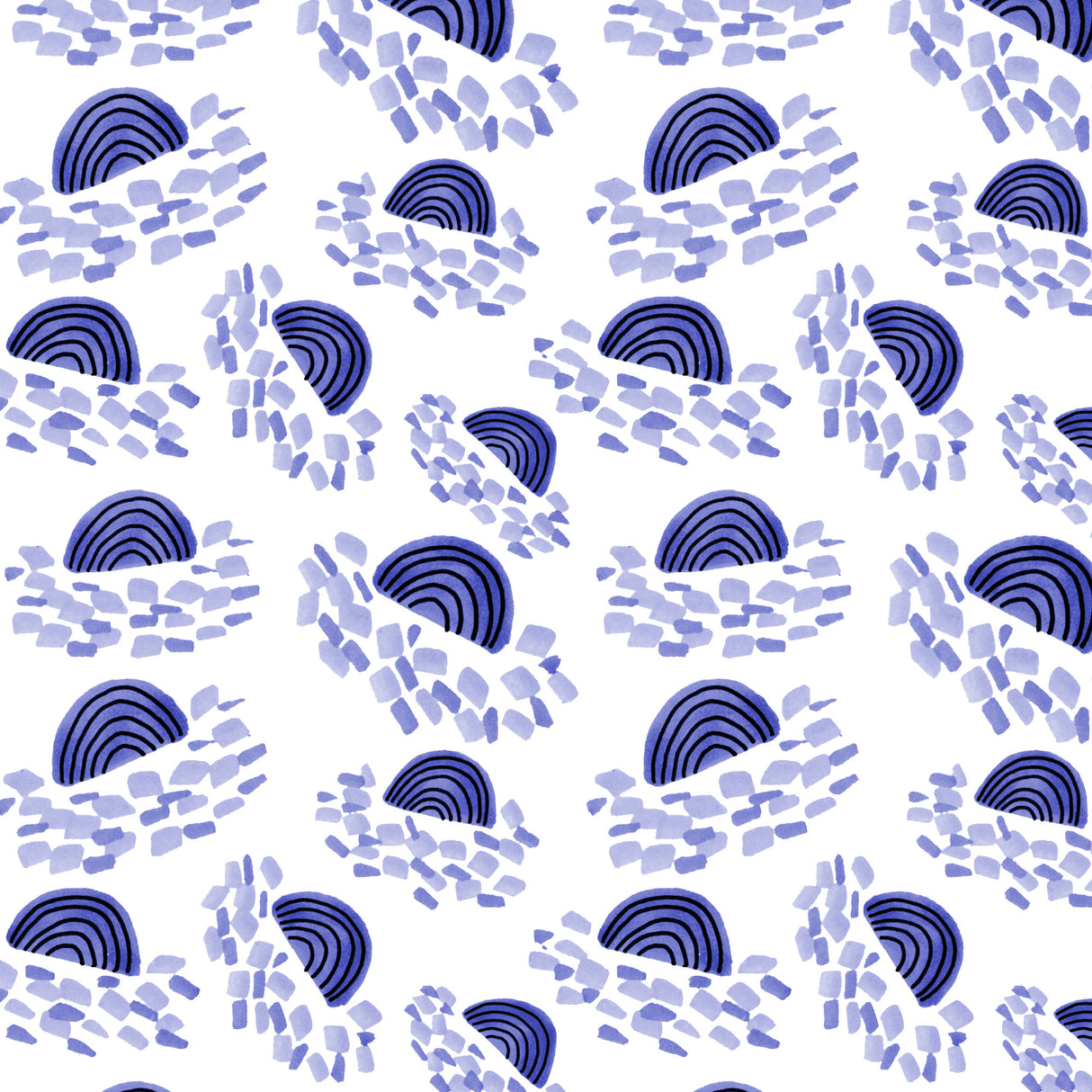 Confetti Rainbows Navy Blue Poster och Canvastavla