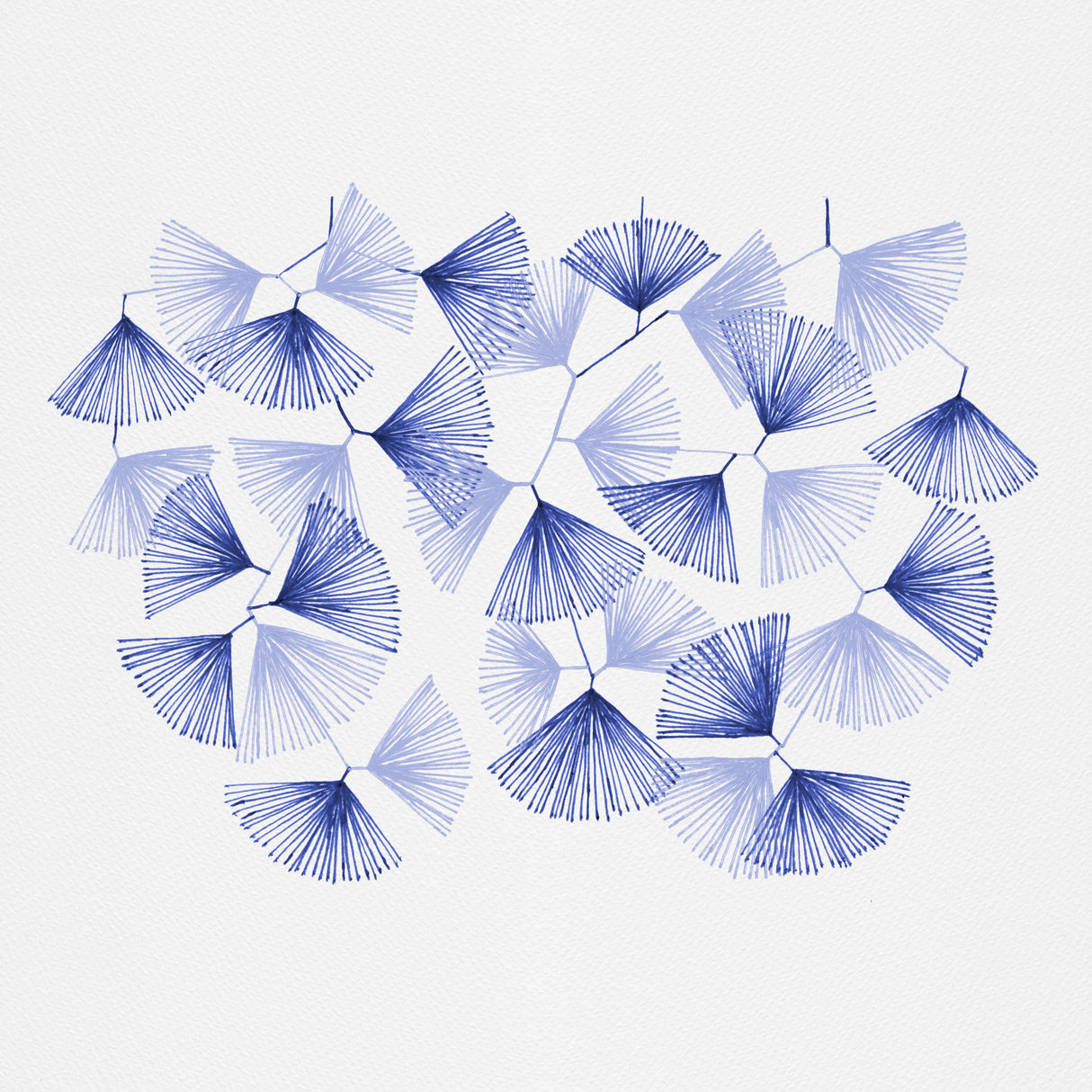 Fan Shape Lines Navy Blue Poster och Canvastavla