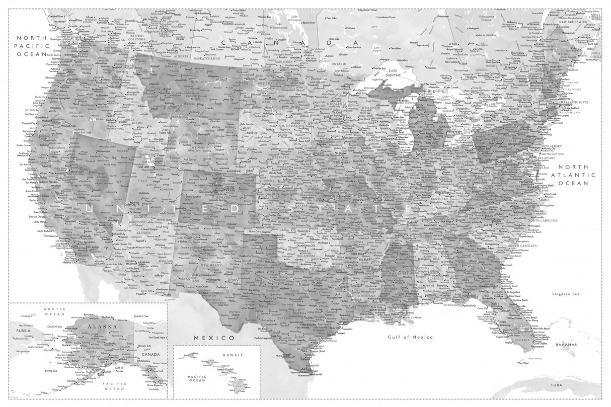 Highly detailed map of the United States Jimmy Poster och Canvastavla