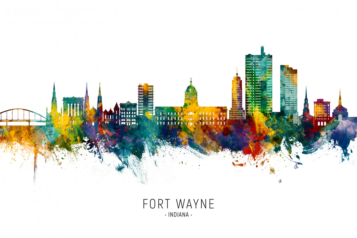 Fort Wayne Indiana Skyline Poster och Canvastavla