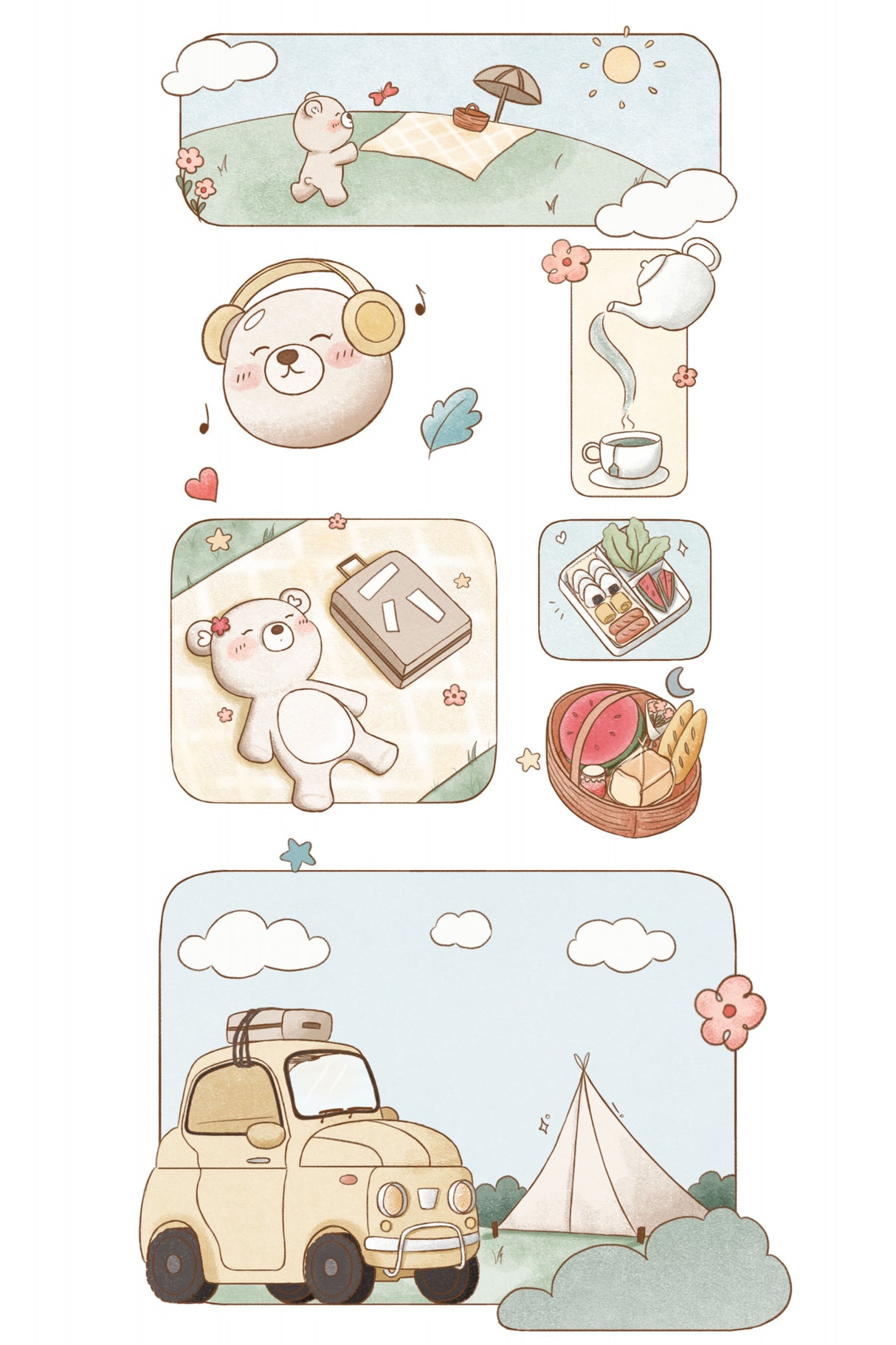 Bear's Picnic Delight.png Poster och Canvastavla