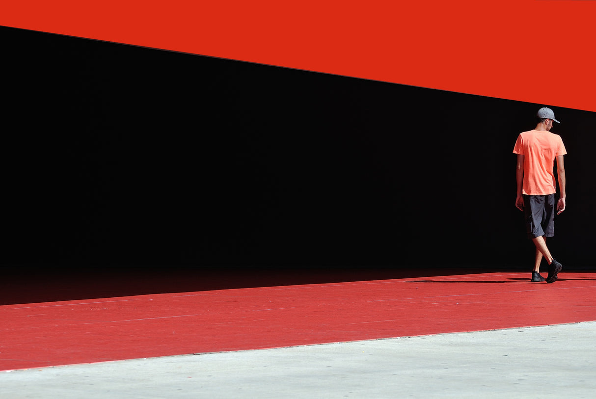 a man between geometries of light and colors Poster och Canvastavla