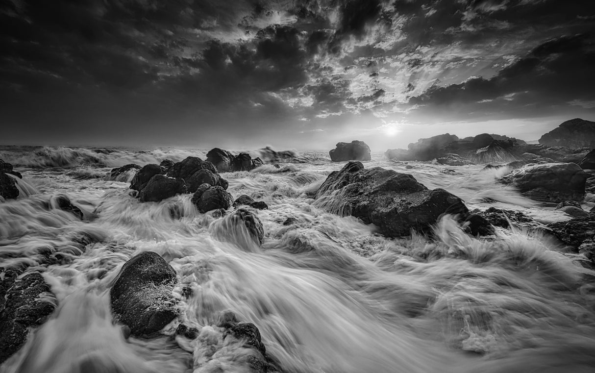 Rough sea sunset Poster och Canvastavla