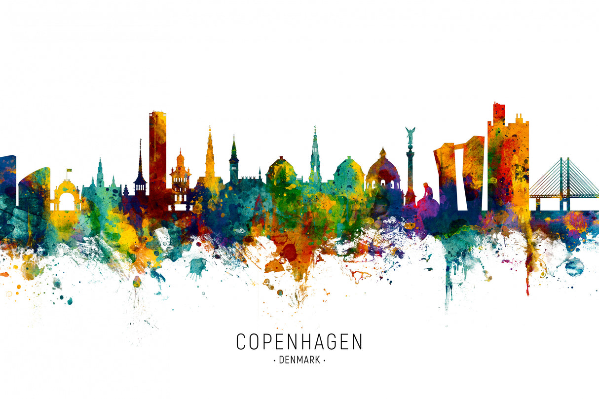 Copenhagen Denmark Skyline Poster och Canvastavla